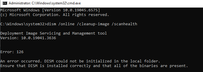 DISM error 126