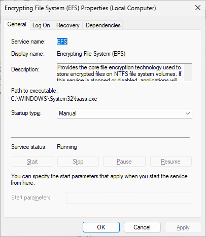 efs service start type