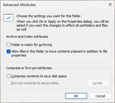 encrypt contents option grayed out