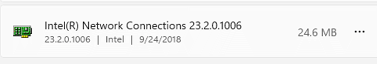 Intel Network Connections software uninstall