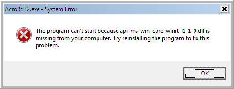 adobe acrobat reader api-ms-win-core-winrt-l1-1-0.dll error in windows 7