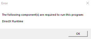 directx runtimes components required when running a game