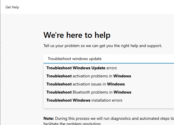 Get Help window