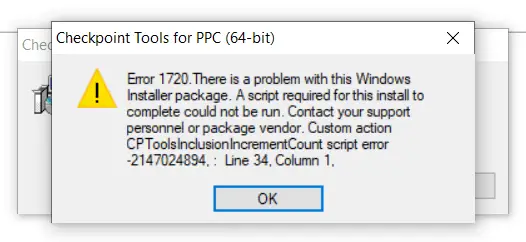 windows installer error 1720