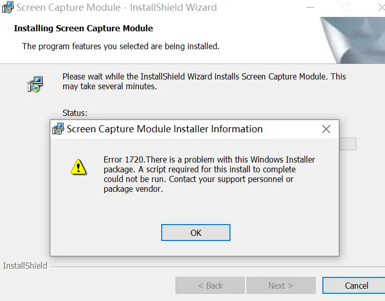 windows installer error 1720