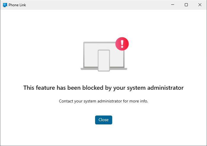 phonelink blocked by administrator