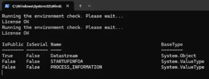 powershell license ok error at startup