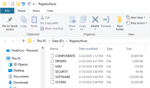 restore registry hives from shadow copy