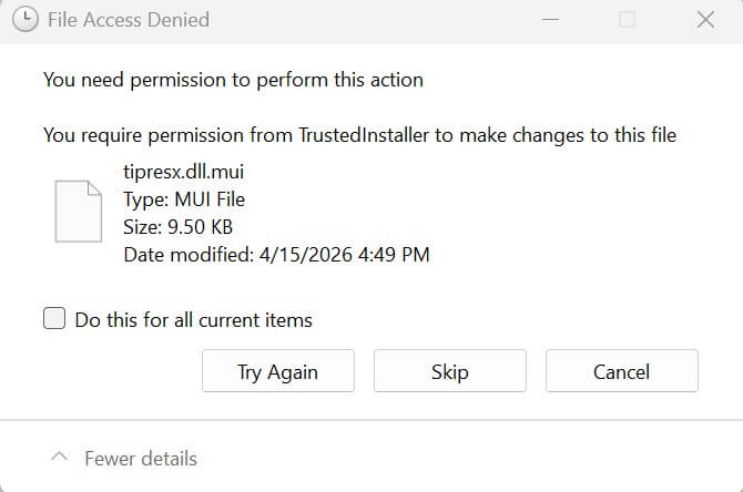 clear temporary setup folder $WINDOWS.~BT access denied