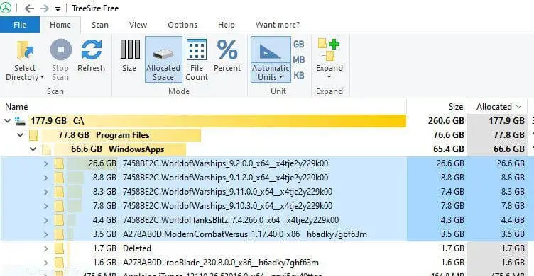 worldofwarships folders in WindowsApps