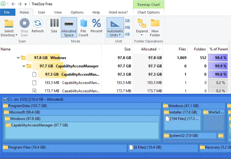capabilityaccessmanager file size huge