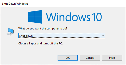 classic shutdown dialog - Alt + F4