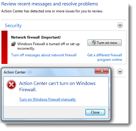 Es posible que Windows no inicie fácilmente el filtrado básico del error del automóvil 5