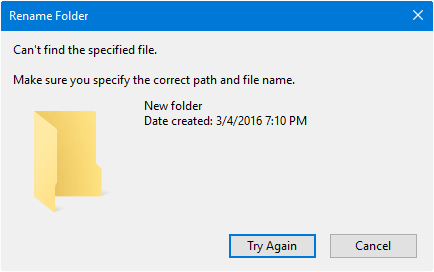 Cannot Rename or Move Folders in Windows 10