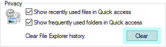 clear quick access history