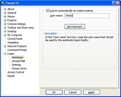 auto log in Windows XP Home
